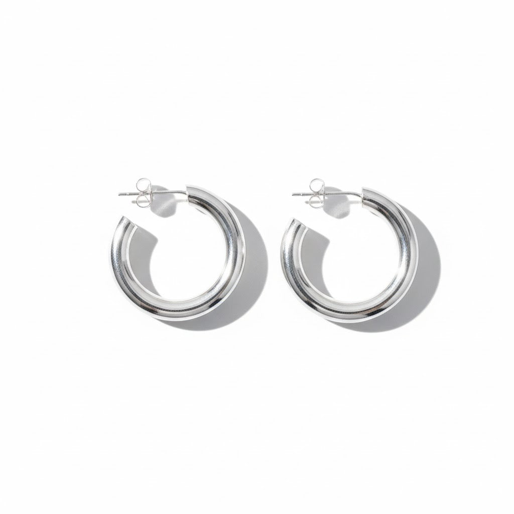 Argollas delgadas 25 mm Silver