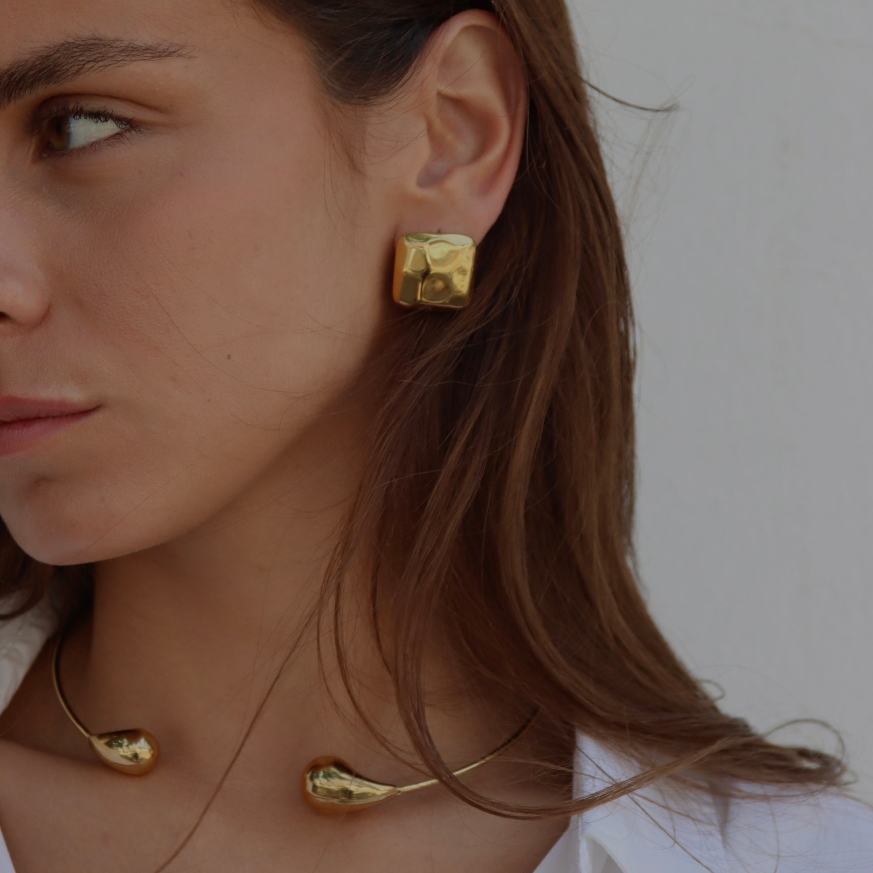 Aros Cuadrado Textura Gold