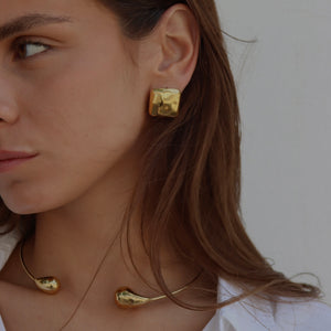 Aros Cuadrado Textura Gold